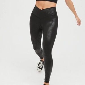 Aerie Black Faux Leather Leggings